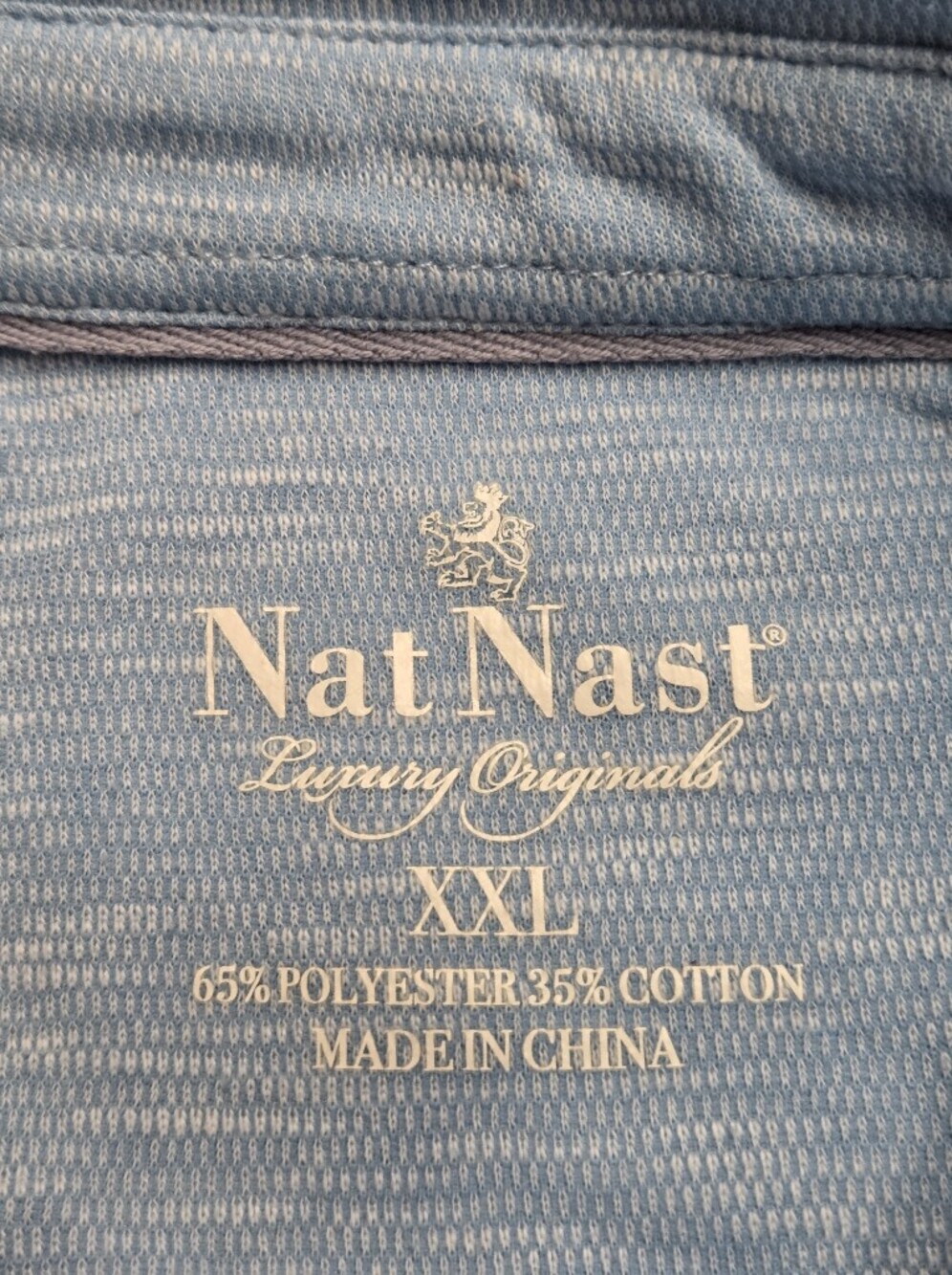 Nat Nast Luxury Originals Heathered Sky Blue Polo with Contrast Trim Size XXL - Picture 5 of 7